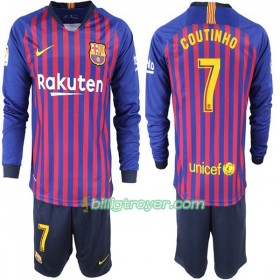 Billige Fotballdrakter FC Barcelona Coutinho 7 Barn Hjemmedraktsett 2018/19 Langermet